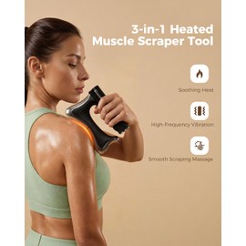 swancode Heated Muscle Scraper, 3 Adjustable Intensity Modes with LED Display, 38-46℃ Warm Therapy & Vibration, Full Body Use Ergonomic Design, Rechargeable Wireless