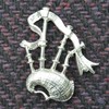 William Sturt Scottish Bagpipe Brooch Hand Cast in German Pewter,