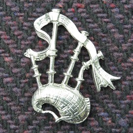 William Sturt Scottish Bagpipe Brooch Hand Cast in German Pewter, Tin