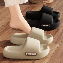 Ultra Comodas Sandalias Antideslizantes de EVA, Casa para Salón, Pantuflas Baño, Chanclas playa para Mujer Hombre, Interior y Exterior (Beige, 25-26 cm)