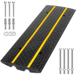 FCOME Rubber Heavy Duty 22000lbs Capacity Car Ramp, Driveway Curb Ramp, Doorway Rubber Ramp, 48"L x 16.1"W x 2.6"H, Black+yellow