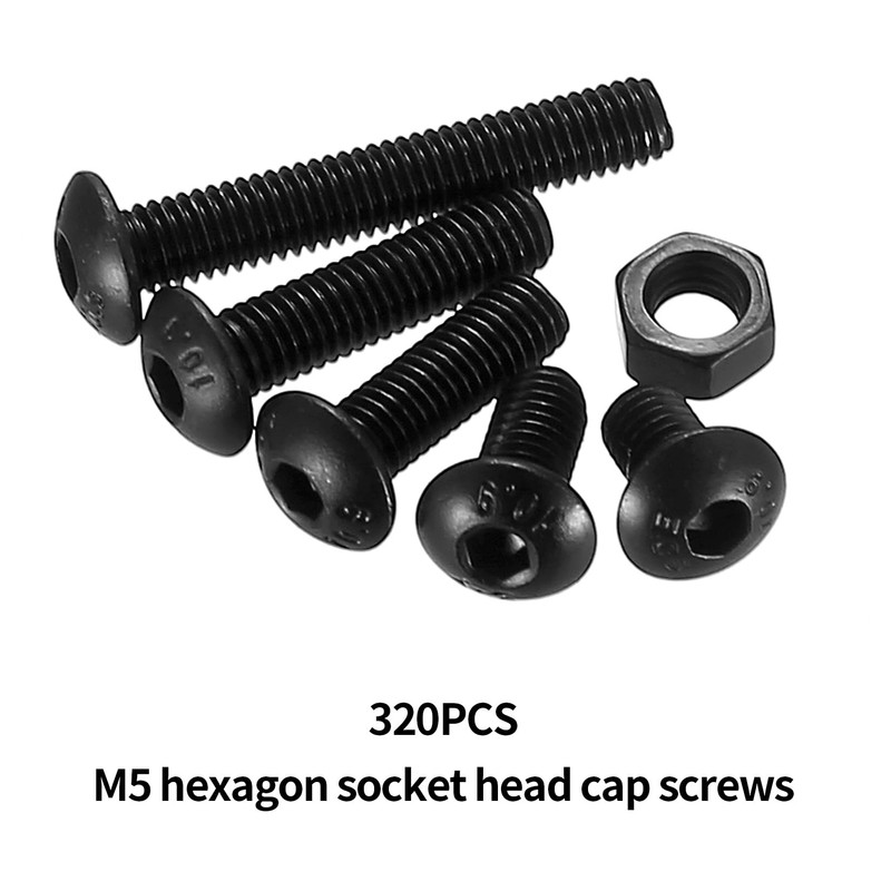 Set of 320 M5 Screws Set, Rounded Head Hex Screws