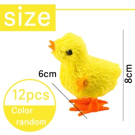 12pcs Easter Wind-Up Toy for Kids,Colour Wind Up Jumping Chicken Toys Plush Chicks Toys Mini Clockwork Toys for Kids Toys Easter Party Favors Gift Easter Basket Fillers