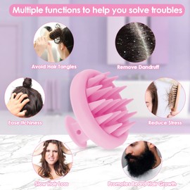 Soft Silicone Hair Scalp Massager Shampoo Brush, Upgraded Hair Scalp Scrubber for Dandruff Removal for Wet Dry Hair Scalp Brush Easily Reach the Root of Thick Curly Hair Scalp Massager Hair Growth