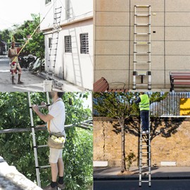 14.4FT/4.4M Ladder Extension Telescoping Aluminum Folding Ladder with Wide Pedals for Household RV Outdoor 330 Pound Capacity