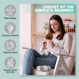 Crochet Gloves Kit for Beginners with Step-by-Step Video Tutorials and Detailed Instruction, Complete DIY Learn to Crochet, Crochet Starter Kits with Yarn Hook and All Accessories, Cat Paw Gloves.