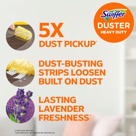 Swiffer Dusters Refill for Cleaning, Feather & Microfiber Duster Disposable Alternative, for Dusting Furniture, Blinds, Ceiling Fans, Walls, Helps Remove Allergens, Heavy Duty, Lavender, 11ct