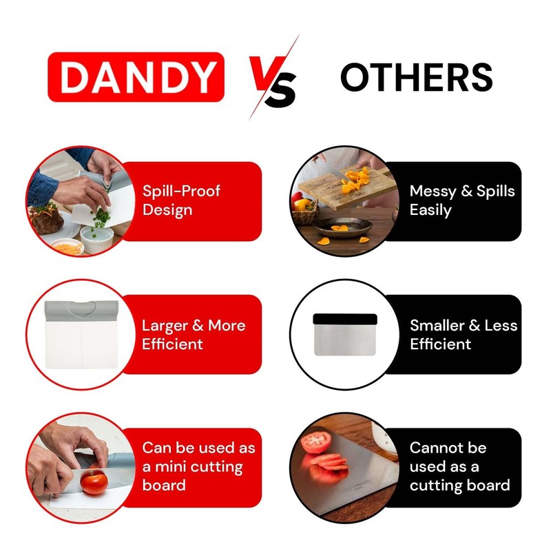 DANDY ScooperDuper - Multi-Purpose Folding Food Mover, Bench Scraper, Dough