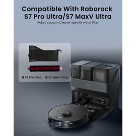 3 Pack S7 Pro Replacement Parts Compatible for Roborock S7 Pro/S7 Maxv Ultra Vacuum Cleaner, 2 Water Filter, 1 High-Speed Cleaning Brush, For Mop Washing and Dock Self-Cleaning