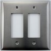 Over Sized Jumbo Satin Stainless Steel 2 Gang GFI/Rocker Switch