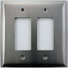 Over Sized Jumbo Satin Stainless Steel 2 Gang GFI/Rocker Switch Plate
