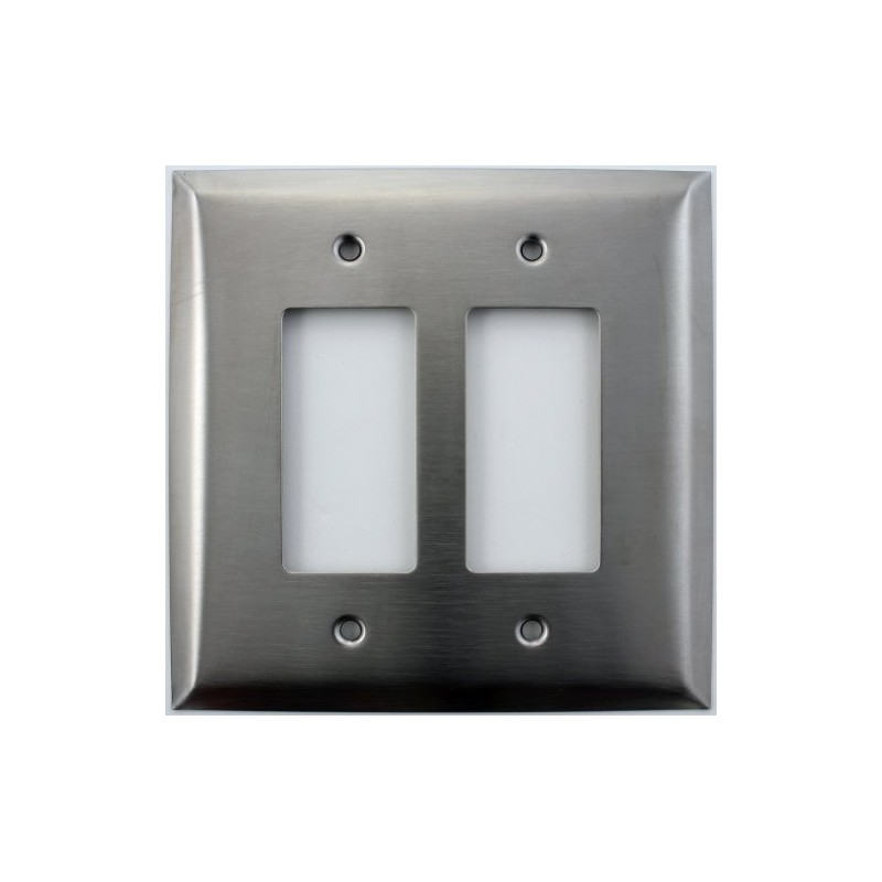 Over Sized Jumbo Satin Stainless Steel 2 Gang GFI/Rocker Switch