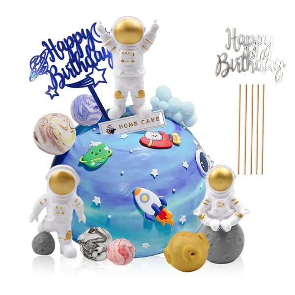 ZIOYA 9pcs Toppers Cupcake Espace Décoration de Gâteau Astronaute Deco Anniversaire Astronaute Decoration Gateau Planete pour Fête à Thème Parti Décoration