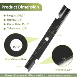 Keycci 103-6403 Hi Lift Mower Blade Compatibles with Ex Mark L Azer Z 60 Inch Deck, 103-6403-S Heavy Duty Mower Blade for Ex Mark L Azer Z XP AS XS E-Series S-Series, 3 Pack