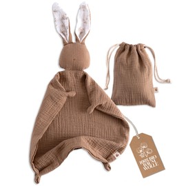Mikito Baby Rabbit Cuddle Blanket - Muslin Comforter as Baby Gift for the Birth of Boys & Girls / Cuddly Blankets & Comforter / Cuddly Toy Baby (Taupe)