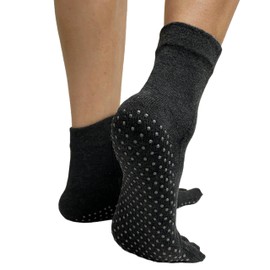 COUVER Charcoal No Skid No Slip Sole Yoga 5 fingers Toed Sock(Length:Ankle)