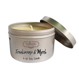 FRANKINCENSE & MYRRH Natural Soy Wax 6 oz. Tin Candle, long 40+ hour burn time