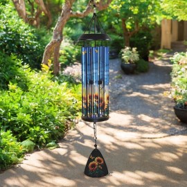 Unbranded Sunflower Stamped Tube Wind Chime 30"Long Ornament Unique Gift Garden Decor