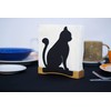 Moderno Servilletero Kitty, color negro, en metal, con base de