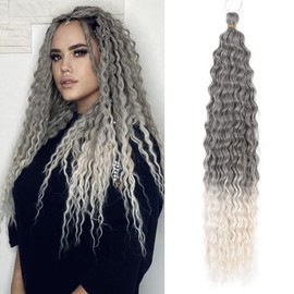 Deep Twist Crochet Hair Water Wave Twist Hair Bundles Synthetic Curly Braiding Hairstyle Hair Extension Ombre Kinky Curl Braiding Hair Piece 22 Inch 3 Packs