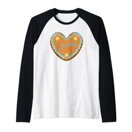 Lausbub Gingerbread Heart Oktoberfest German Costume Mens Raglan Baseball Tee
