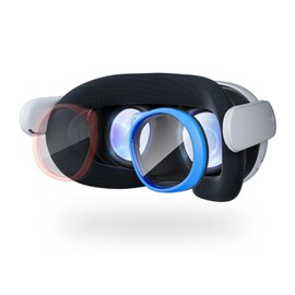 Maecker 度付きレンズ（右側の青、-4.0）Meta Quest 3用の度付きレンズ Quest 3に適用するレンズ度付き 軽量磁気ABSフレーム メタクエスト 3用のブルーライトブロッキングレンズ