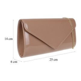 Girly Handbags Womens Plain Glossy Clutch Bag (Taupe)