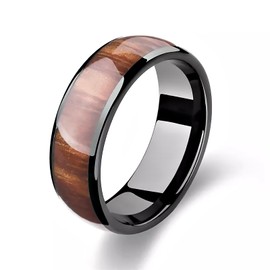 Generic T5577 Chip Epoxy Wood Grain Ceramic Rewritable 125kHz RFID Smart Finger Ring for Clone TK4100 or EM4100 Keycards (US#7 56MM)