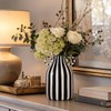 oliruim Black and White Striped Ceramic Vase with Double Ring