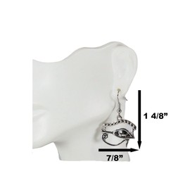 Ebros Gift Ancient Egyptian Gods And Deities Wedjat Eye Of Horus Silver Tone Jewelry Pewter Alloy Dangle French Hoop Hook Loop Earrings Pair Unisex Fashion Accessory Classical Egypt Theme