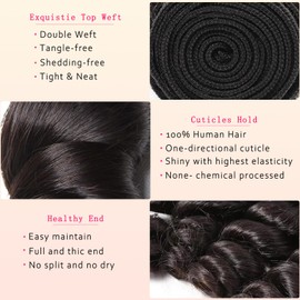 Beauty Queen 16A Human Hair Bundles Loose Wave 16 18 20 Inch 100% unprocessed Brazilian Remy Hair Bundles Quick Weave Bundles Human Hair Extensions Natural Black