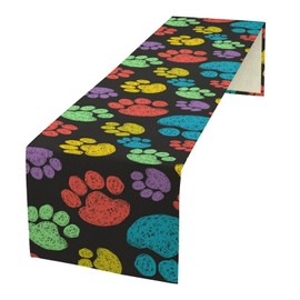 Dog Paw Table Runner Cute Animal Puppy Paw Print Birthday Party Decoration Farmhouse Retro Restaurant Kitchen Home Decor Table Runner 13x108 Inch 1 Panel