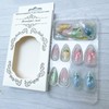 24Pcs Spring Summer Flower Press on Nails Medium Almond Fake