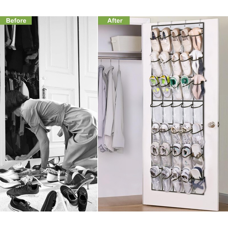 MISSLO 35 Clear Large Pockets Over The Door Shoe Organizer