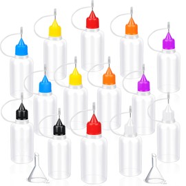 Dulinkas 14 Pcs Precision Tip Applicator Bottles 7 Colors 30ml Needle Tip Bottle 1 Oz Translucent Glue Bottle Fine Needle Tip Squeeze Bottle for DIY Quilling Paint Craft Painting Glue Ink