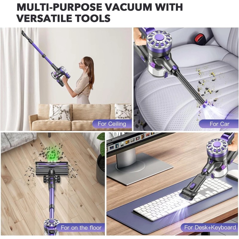 OMESER 38Kpa Cordless Vacuum Cleaner 500W Lightweight Stick Vacuum Cleaner