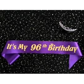 96th Birthday Party Supplies Women Happy 96th Birthday Sash and Birthday Tiara Birthday Decorations Favors Gift