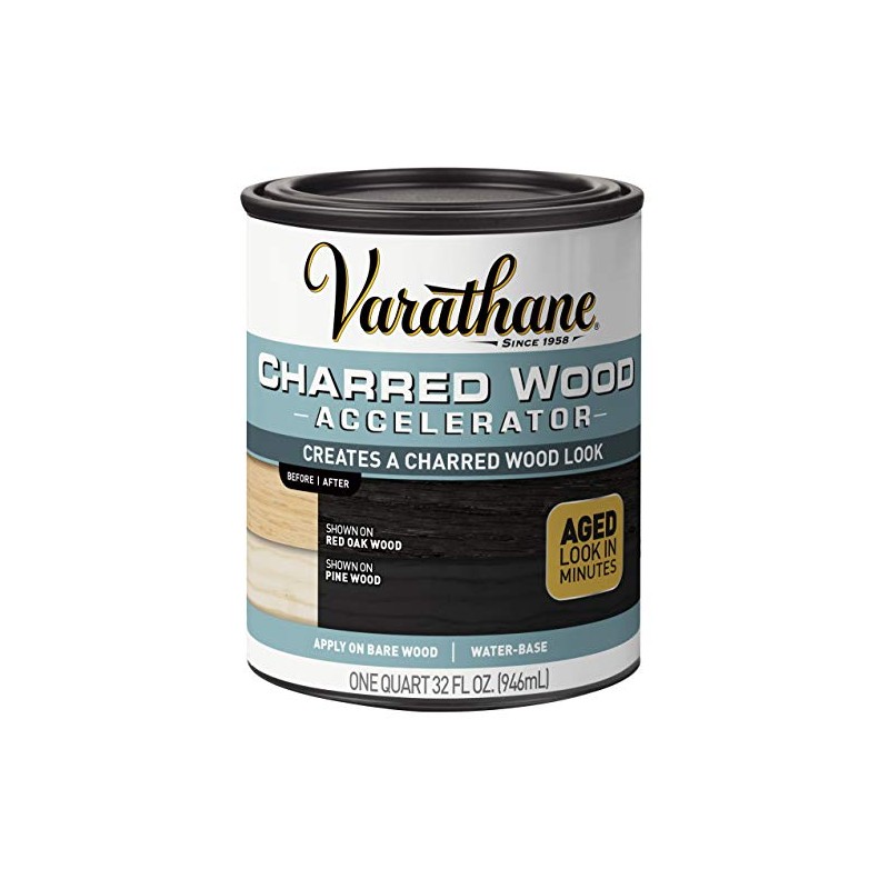 Varathane 347105 Charred Wood Accelerator, Quart, Black