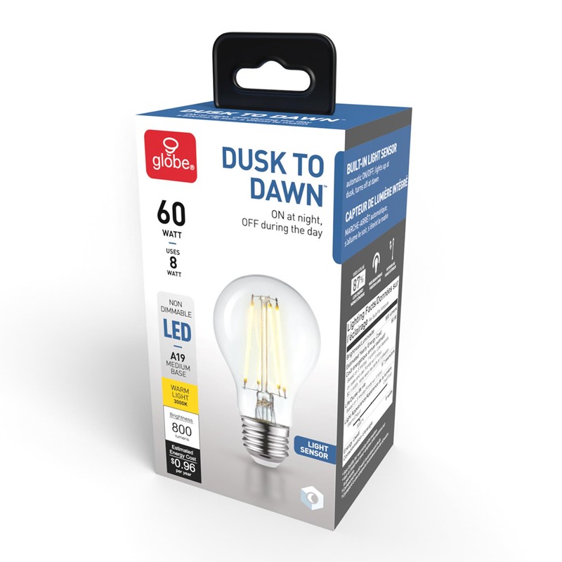 GLOBE Electric 35593 60W Equivalent Warm White (3000K) A19 Dusk