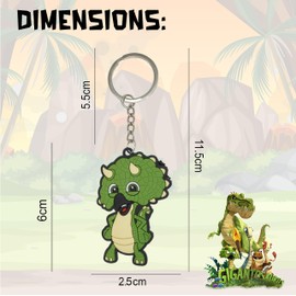 HOVUK 11.5cm - Iconic Keychain, 2D Rubber Gigantosaurus Tiny Character Keyholder, Durable & Perfect Birthday Gifts for Kids Backpacks or Purses