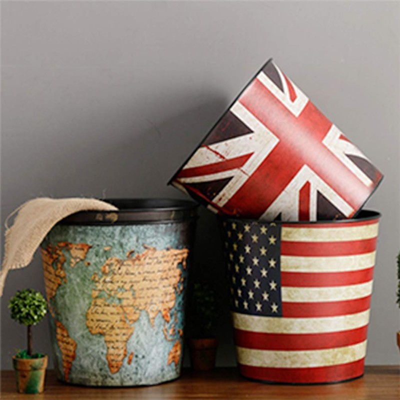 Dreamseden Vintage Leather Trash Can - Retro Waste Toillet Paper