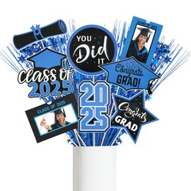 Weekgrat 30 Pcs Graduation Decorations Class of 2025 Graduation Centerpiece for Tables Photo Table Toppers Graduation Party Picture Centerpiece Sticks Congrats Grad Table Centerpiece (Black,Blue)
