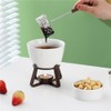 Sizikato White Porcelain Chocolate Fondue Set, with 2 Fruit Fork