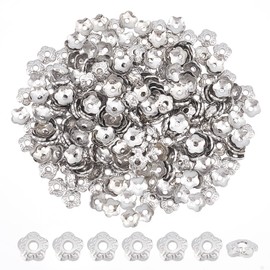 UNICRAFTALE About 300pcs 5-Petal Flower Bead Caps 304 Stainless Steel Bead Cap Spacers 4mm Diameter Spacer End Caps for DIY Necklaces Bracelets Jewelry Making and Crafting