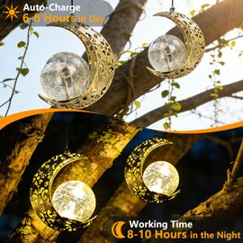 Solar Moon Lanterns Outdoor Waterproof Hanging Solar Lights Garden Decor