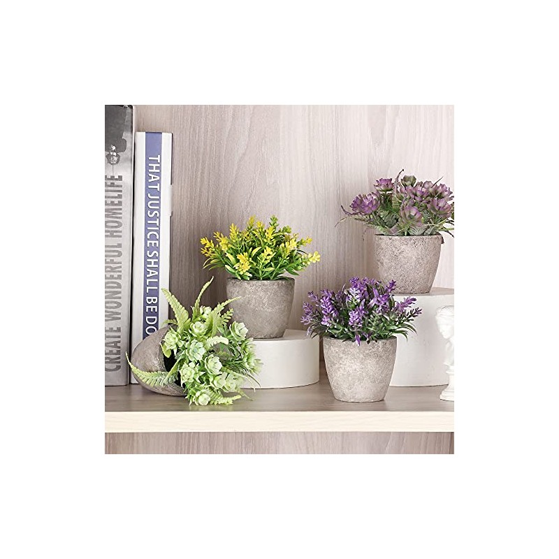 6 Piezas de Plantas Artificiales Mini Macetas,Fake Planta de Plástico,Flor