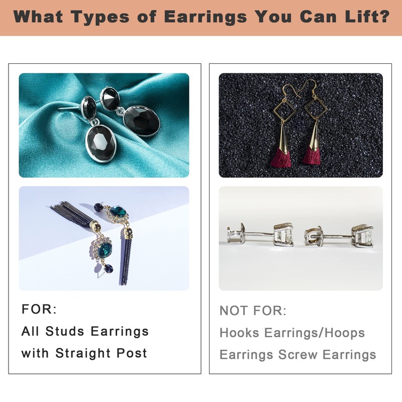 Kmeosch Anti-Droop Earring Backs - Support Backs for Heavy Earrings