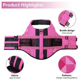 CITÉTOILE Dog Life Jacket with Handle and Reflective, Life Jacket for Small, Medium and Large Dogs with Good Buoyancy, Lightweight and Safe for Water Sports, Pink, S