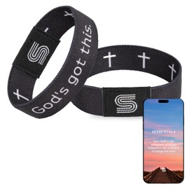 Christian Daily Bible Verse Bracelet Scan Phone with NFC for Women, Men, Teens, Scripture Bracelet with Bible Verse, Elastic Jesus Wristband,Religious Gifts, Inspirational Bible Verse (God's got this)