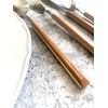 16Pc Cutlery Set Wood Grain Effect Tableware Stainless Steel ABS